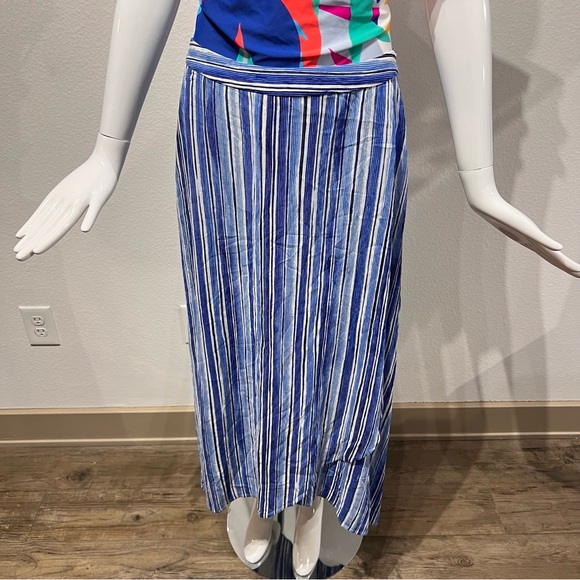 TOMMY BAHAMA Women's Divine Lines Maxi Slit Skirt White Blue Boho Stripe Size 2 - Picture 6 of 11